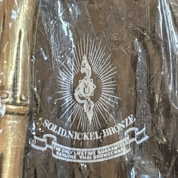 Vintage Bronzeware Cocktail Tool Kit MCM Bamboo Bar Set Teak Case 9 pc Thailand - Picture 8 of 14